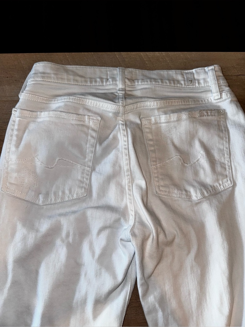 7 For All Mankind White Distressed Ripped Jeans Size 26